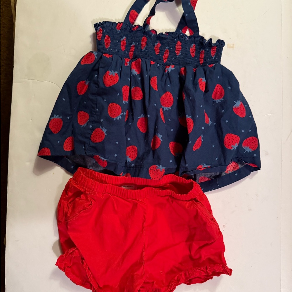 Carter's Blue and Red Strawberry Diaper Cover Set